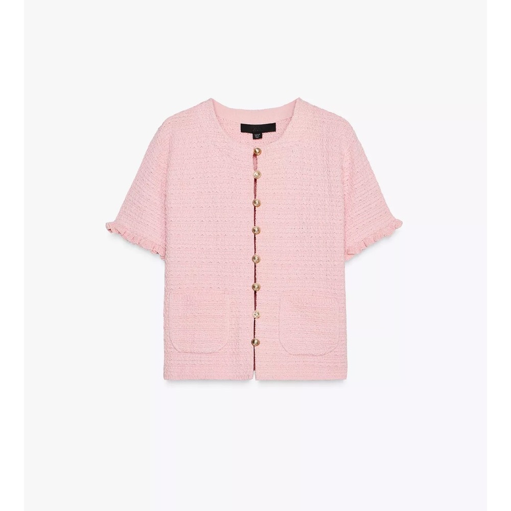Zara Pink Textured Short Sleeve Top